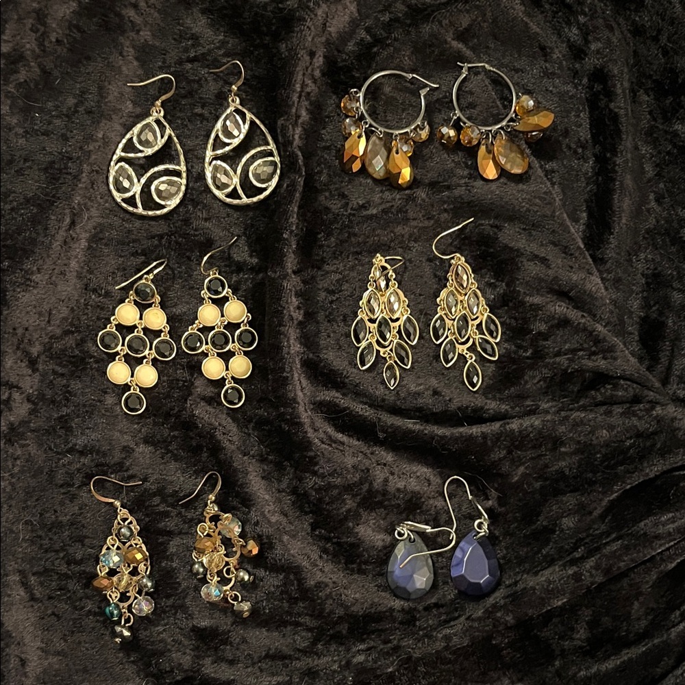 6 pairs of Elegant Gold and Silver Women's Earrings Set